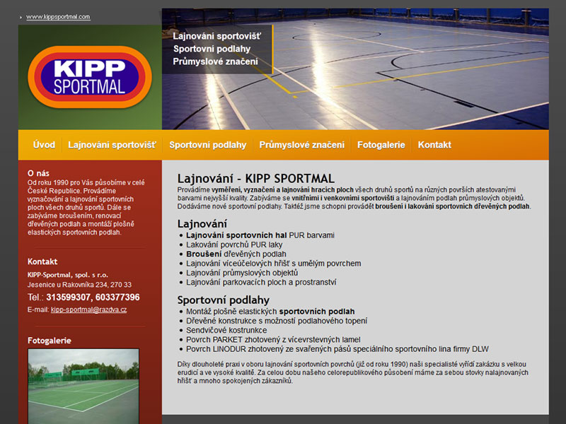 Webová prezentace Kipp Sportmal screeenshot