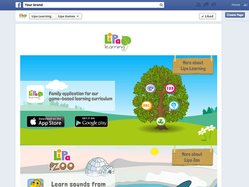 Facebook tabs Lipa Learning screenshot