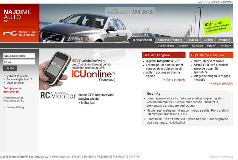 Car monitoring system screenshot