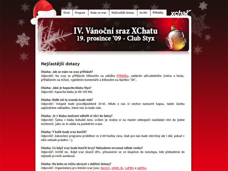 Xmas meetings with XChat.cz screenshot